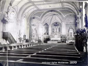 intérieur de l'église de Waldwisse en 1899 